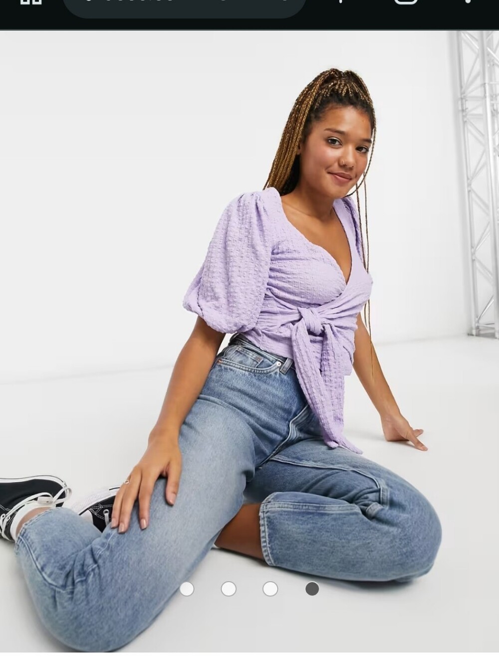 Monki Lavender Textured Wrap Top